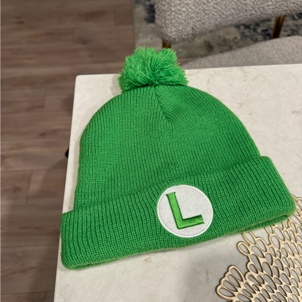 Luigi Green Beanie with Pom Pom
